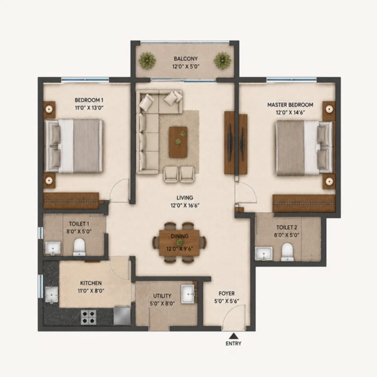 3 BHK Floor Plan