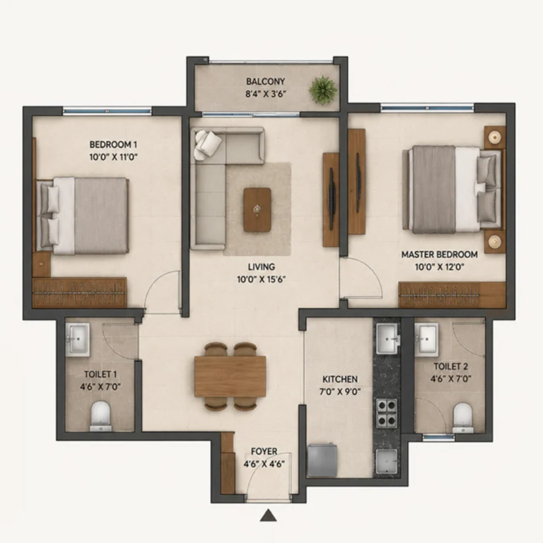 2 BHK Floor Plan